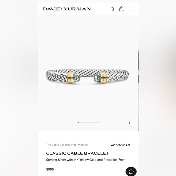 David Yurman cable classic bracelet Prasiolite & 14k yellow gold, 7mm - Picture 8 of 11